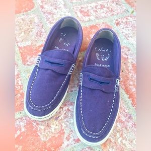 Cole Hanan Men’s Navy Penny Loafer Style Canvas Slip-ons Size 9.5